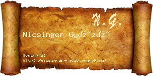 Nicsinger Győző névjegykártya